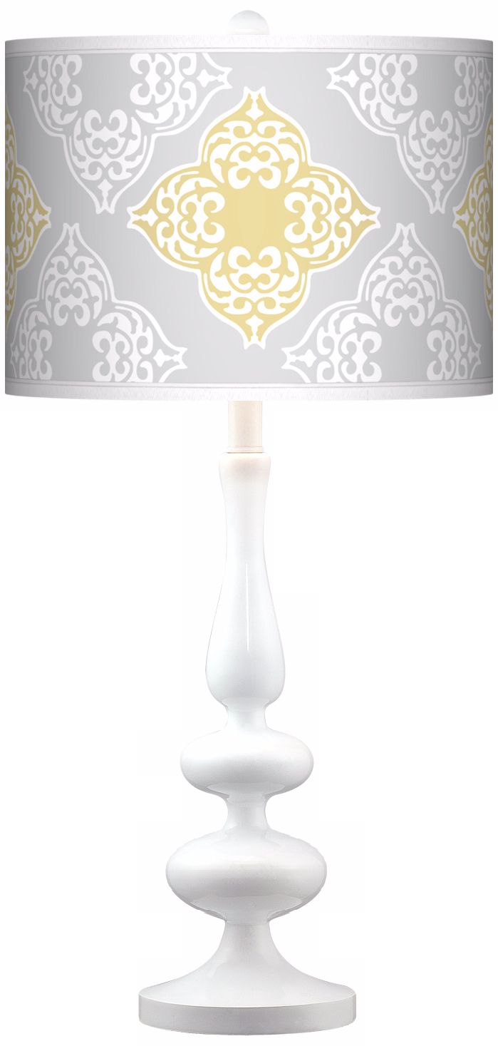 Aster Grey Modern Gloss White Base Table Lamp