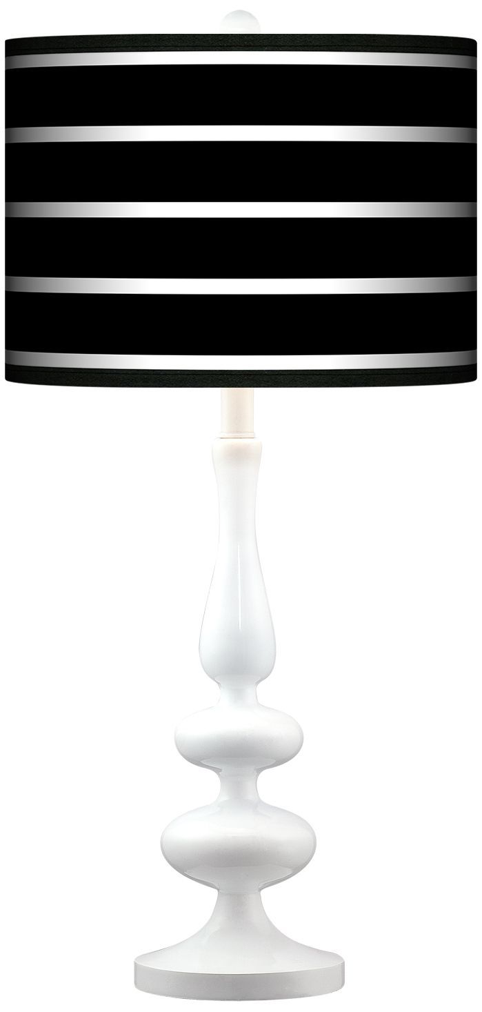 Bold Black Stripe Giclee Paley White Table Lamp
