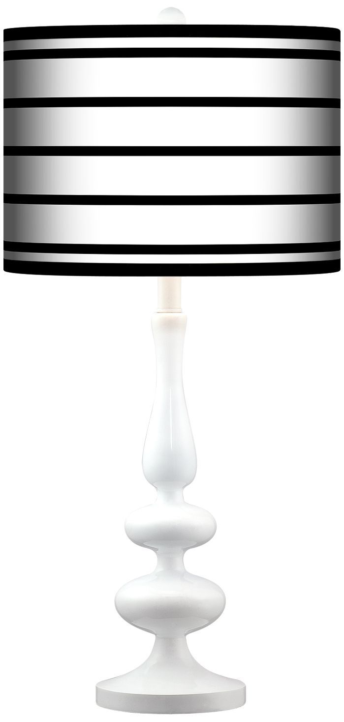 Black Parallels On White Giclee Paley White Table Lamp