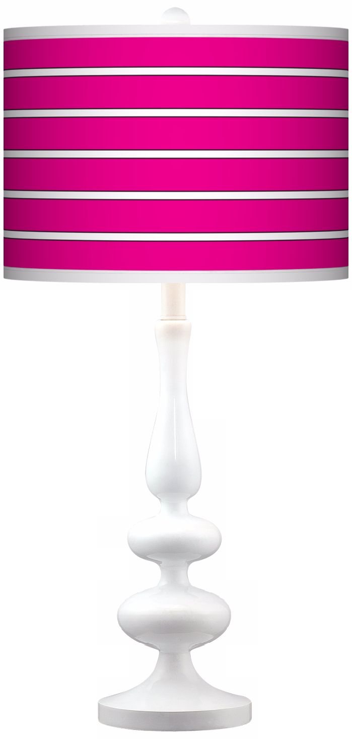 Bold Pink Stripe Giclee Paley White Table Lamp