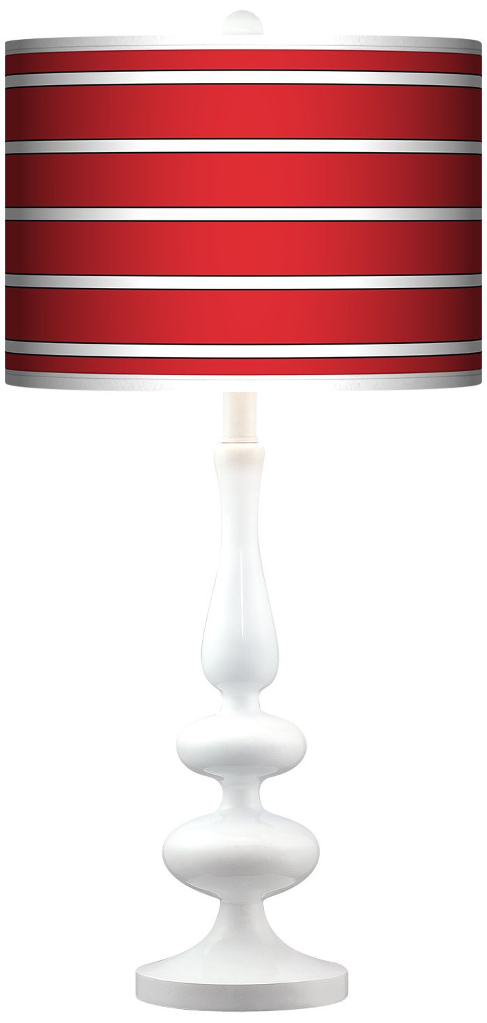 Bold Red Stripe Giclee Paley White Table Lamp