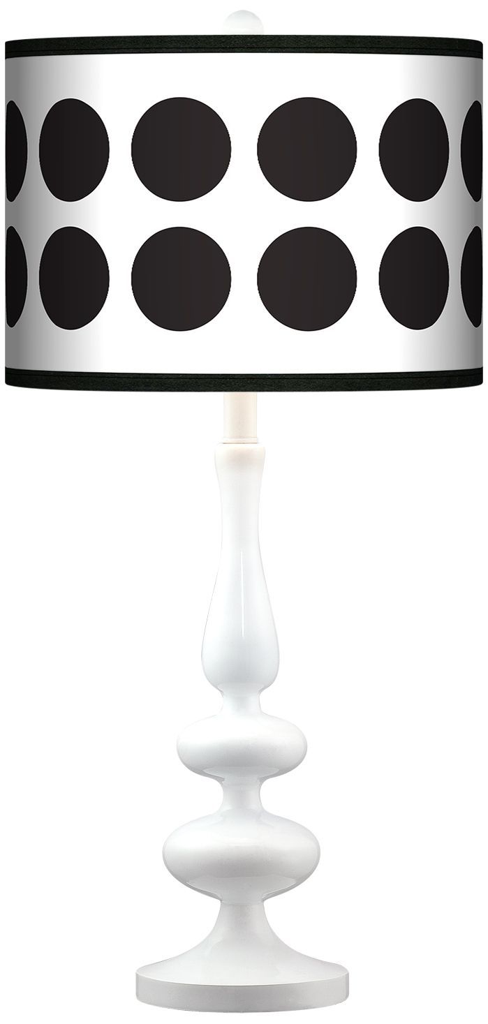 Black Orbs Giclee Paley White Table Lamp