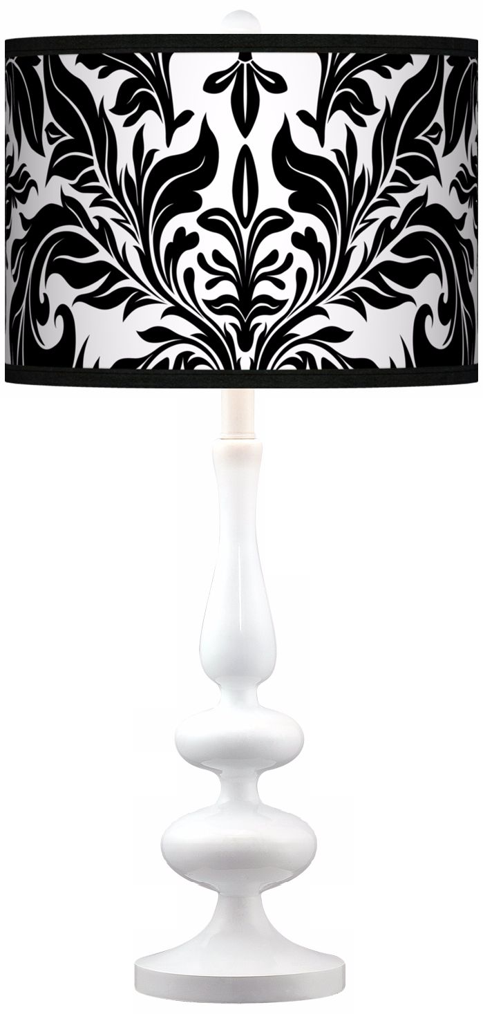 Black Tapestry Giclee Paley White Table Lamp