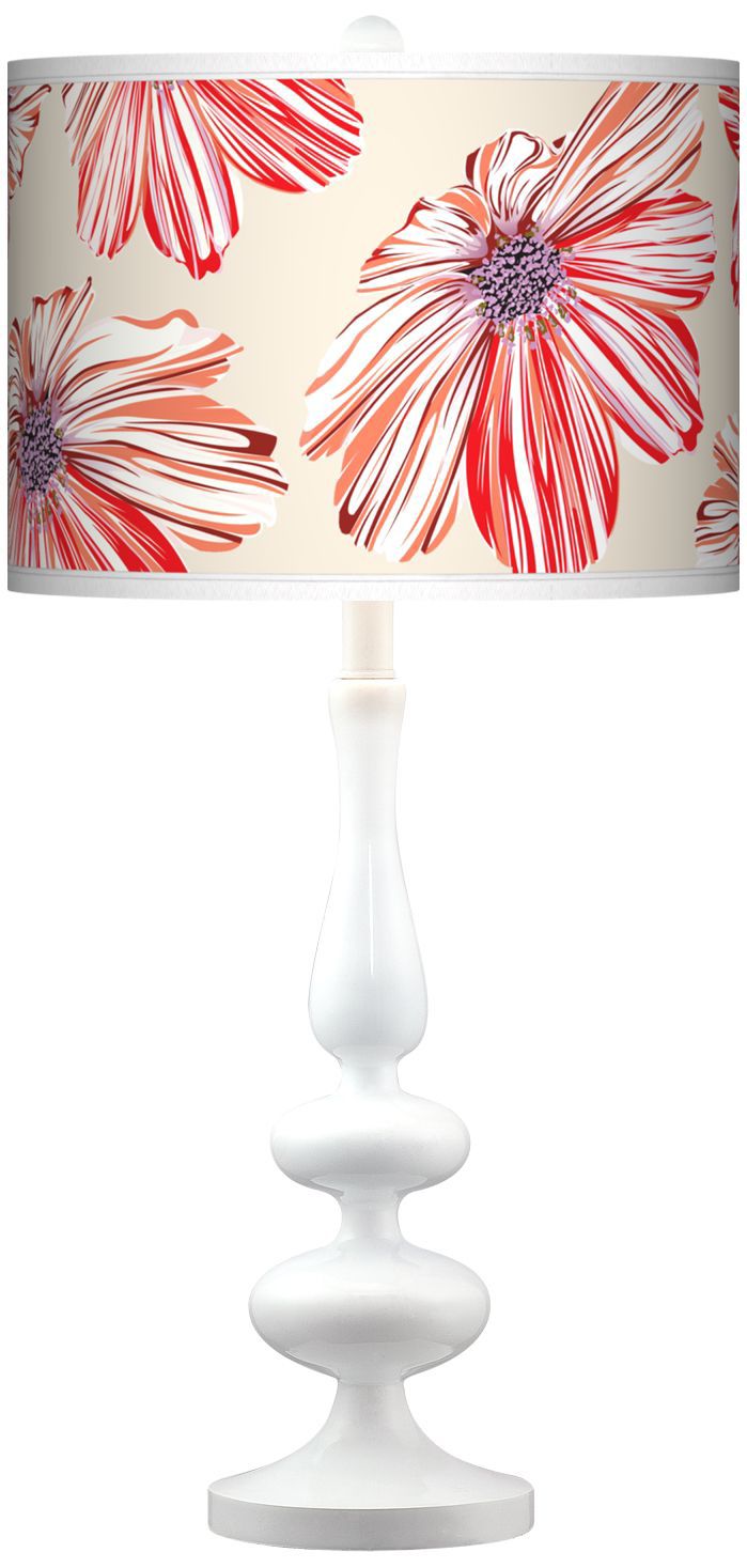 Floral Ruby Giclee Paley White Table Lamp