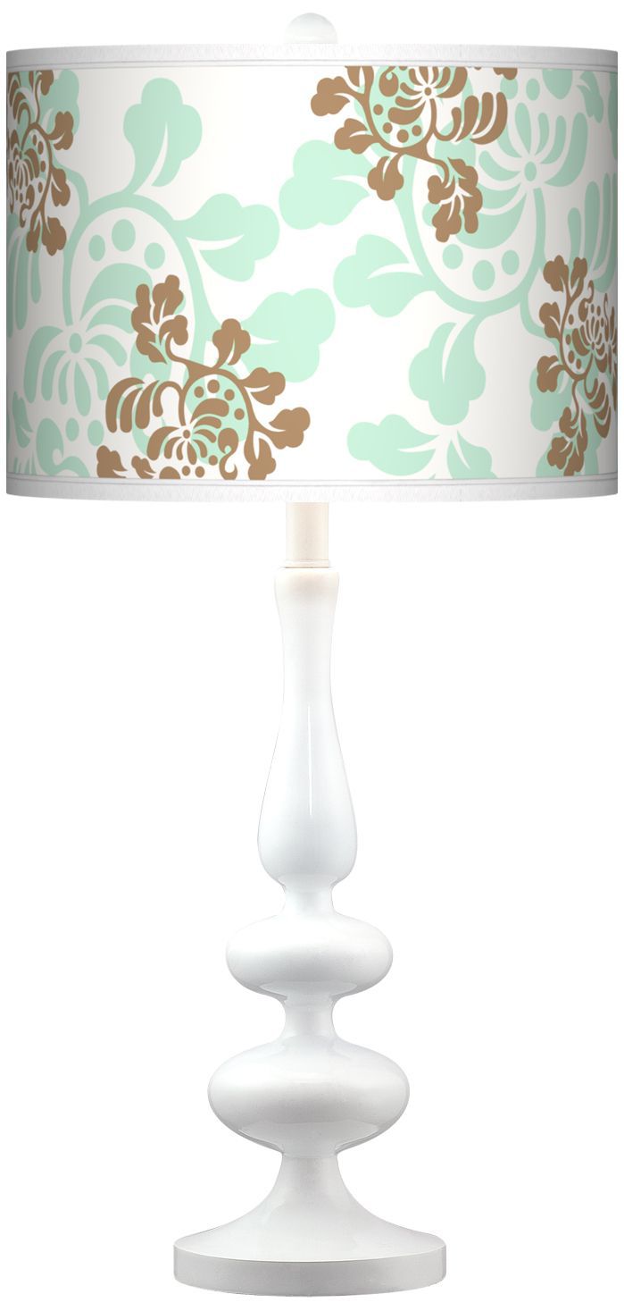 Classic Mist And Taupe Giclee Paley White Table Lamp