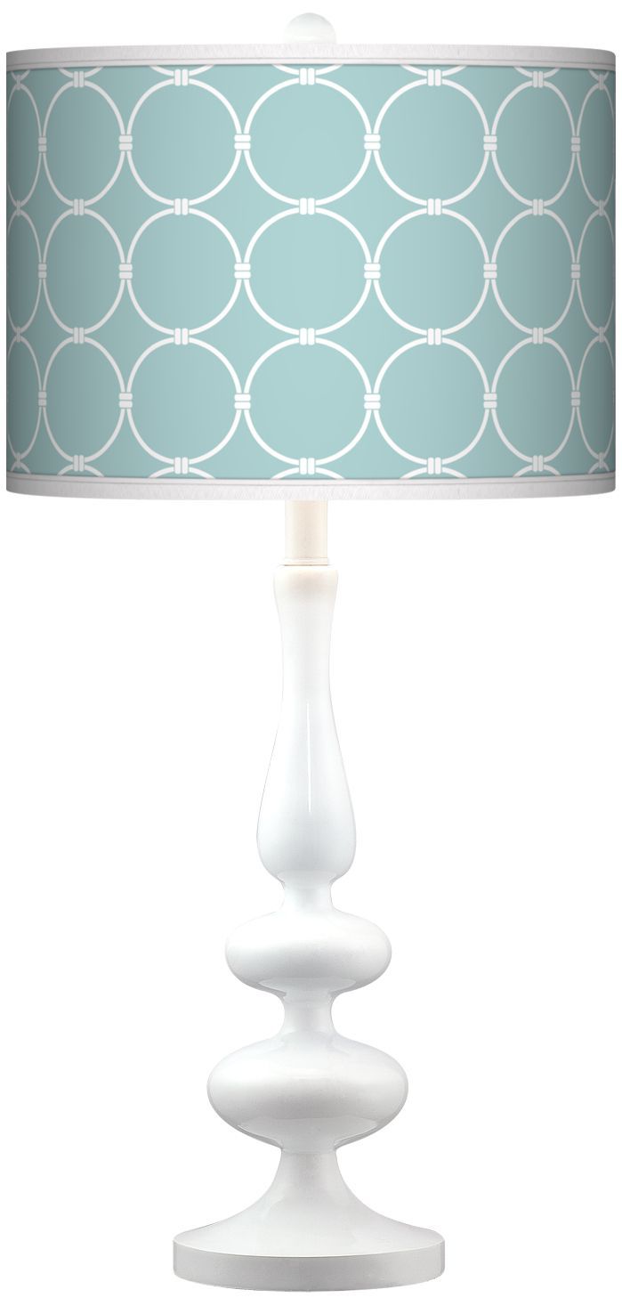 Aqua Interlace Giclee Paley White Table Lamp