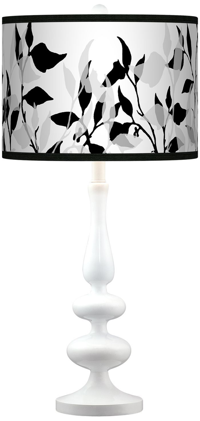 Three-Tone Leaves Giclee Paley White Table Lamp