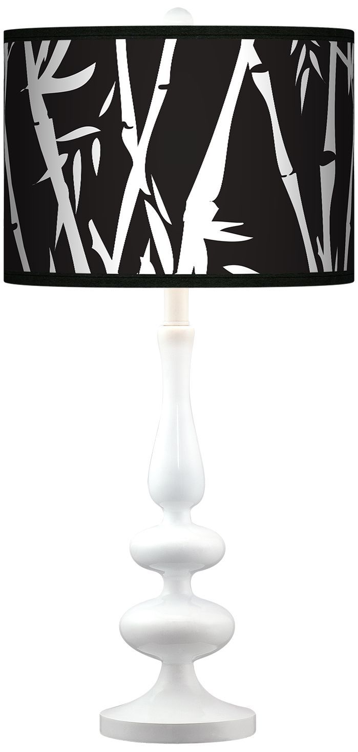 Night Bamboo Giclee Paley White Table Lamp