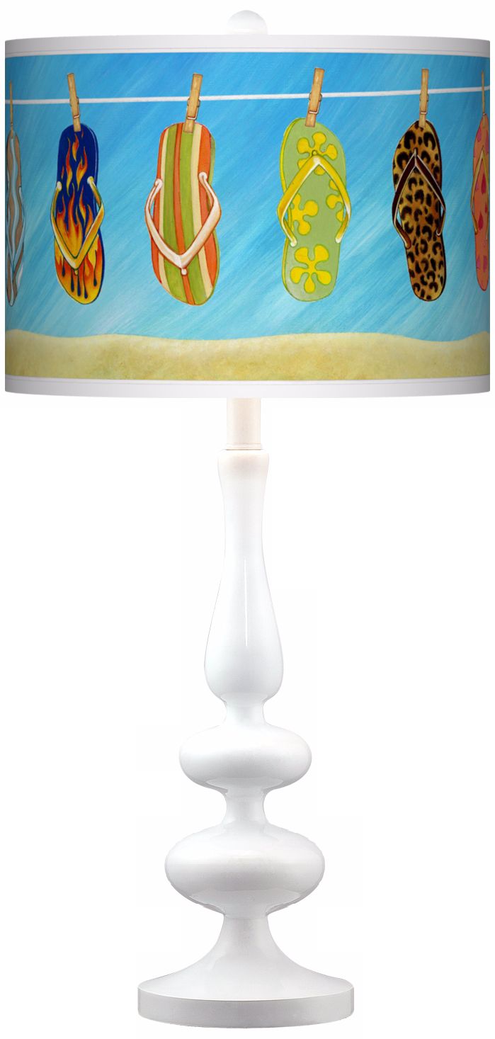 Summer Flip-Flops Giclee Paley White Table Lamp