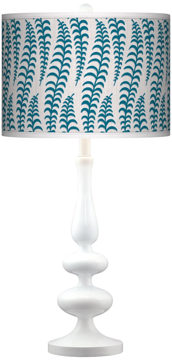 Stacy Garcia Fancy Fern Peacock Paley White Table Lamp