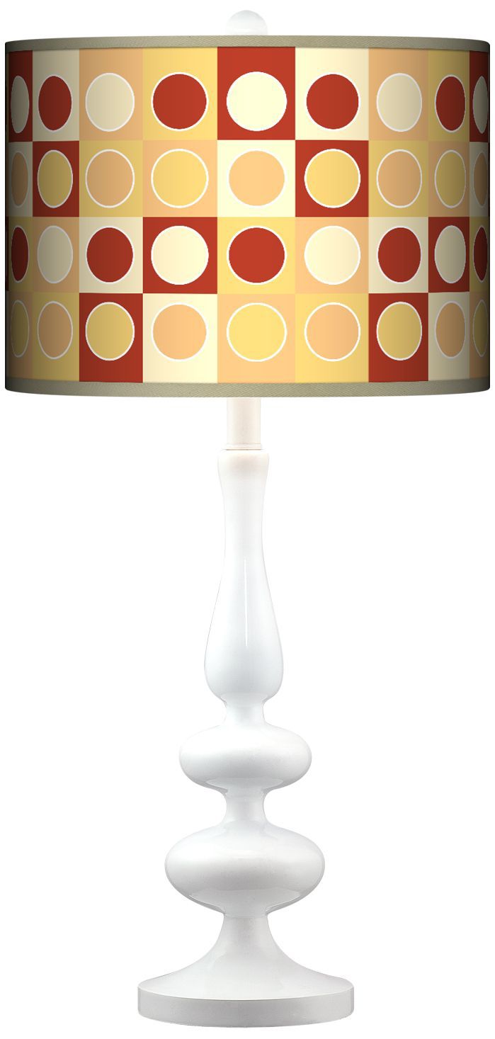 Retro Dotted Squares Giclee Paley White Table Lamp