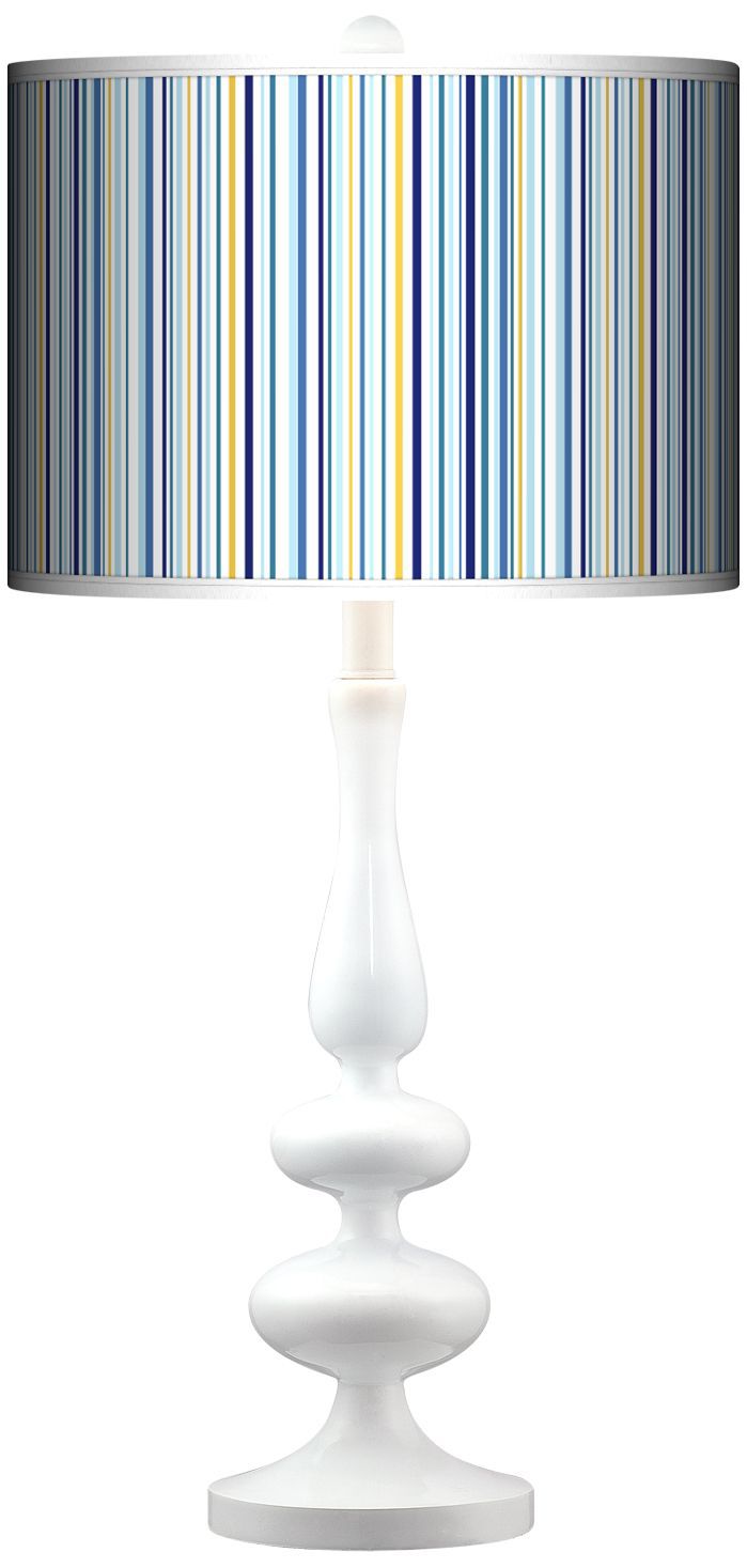 Stacy Garcia Cabana Stripe Giclee Paley White Table Lamp