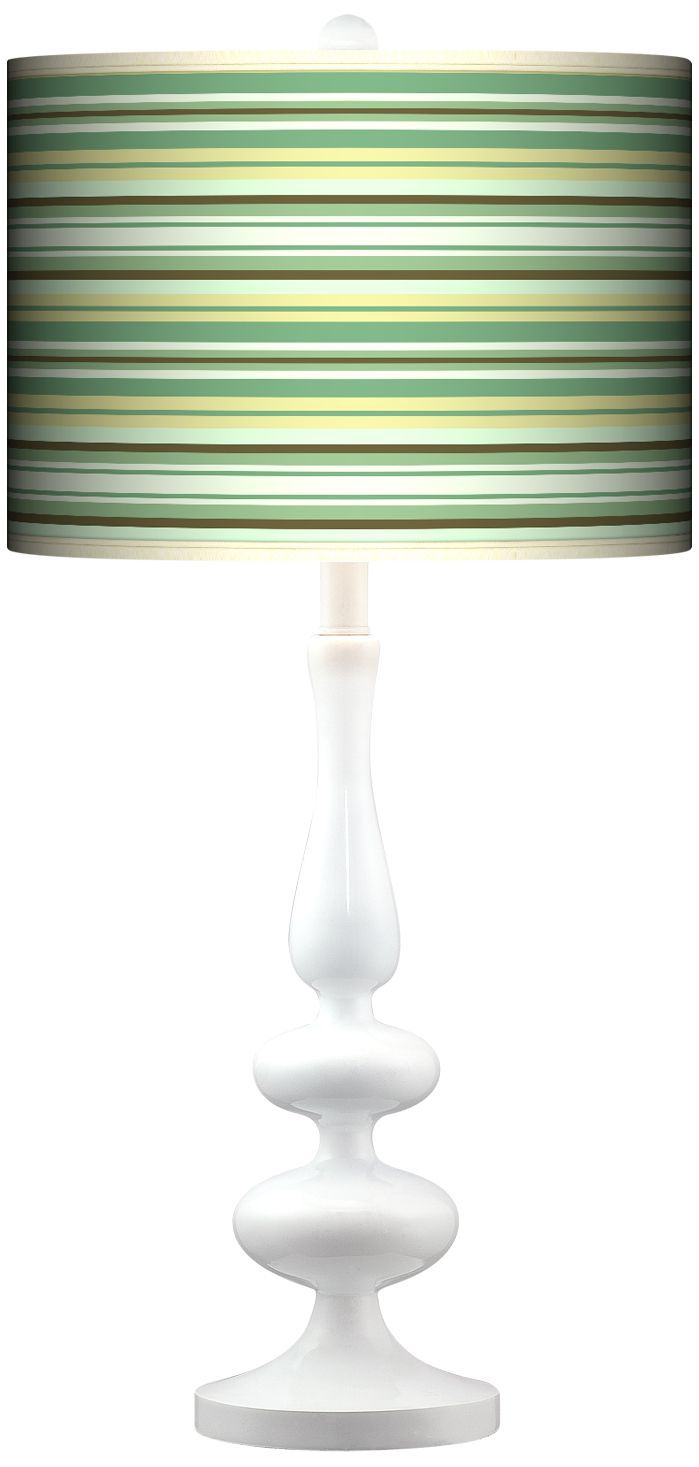 Lexington Stripe Giclee Paley White Table Lamp