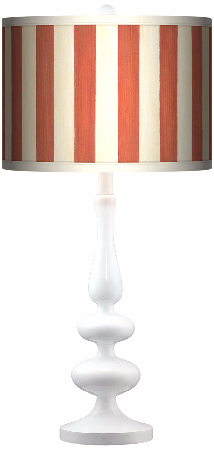 Seaside Stripe Red Giclee Paley White Table Lamp