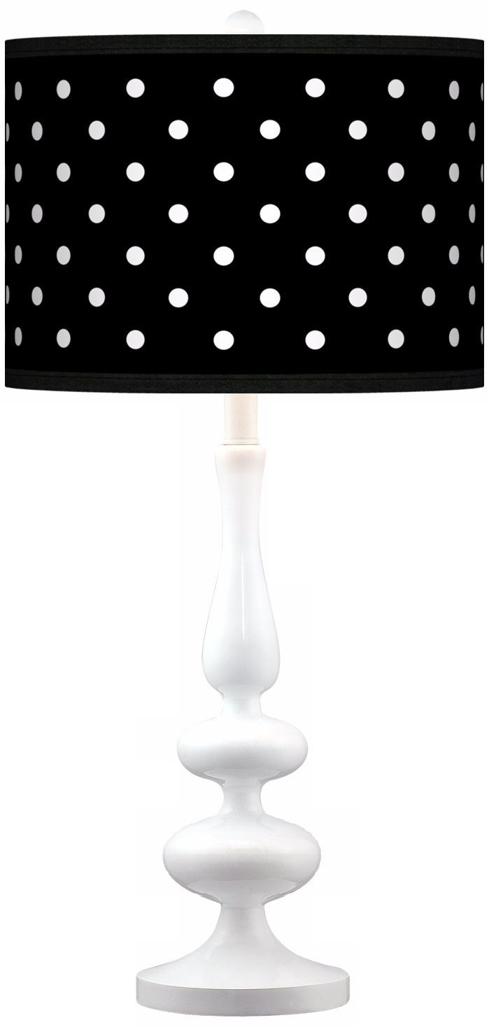 Mini Dots Black Giclee Paley White Table Lamp