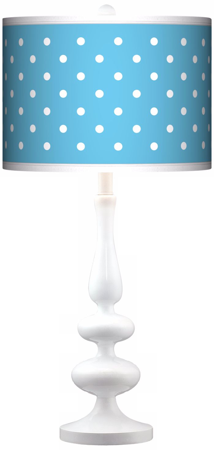 Mini Dots Aqua Giclee Paley White Table Lamp