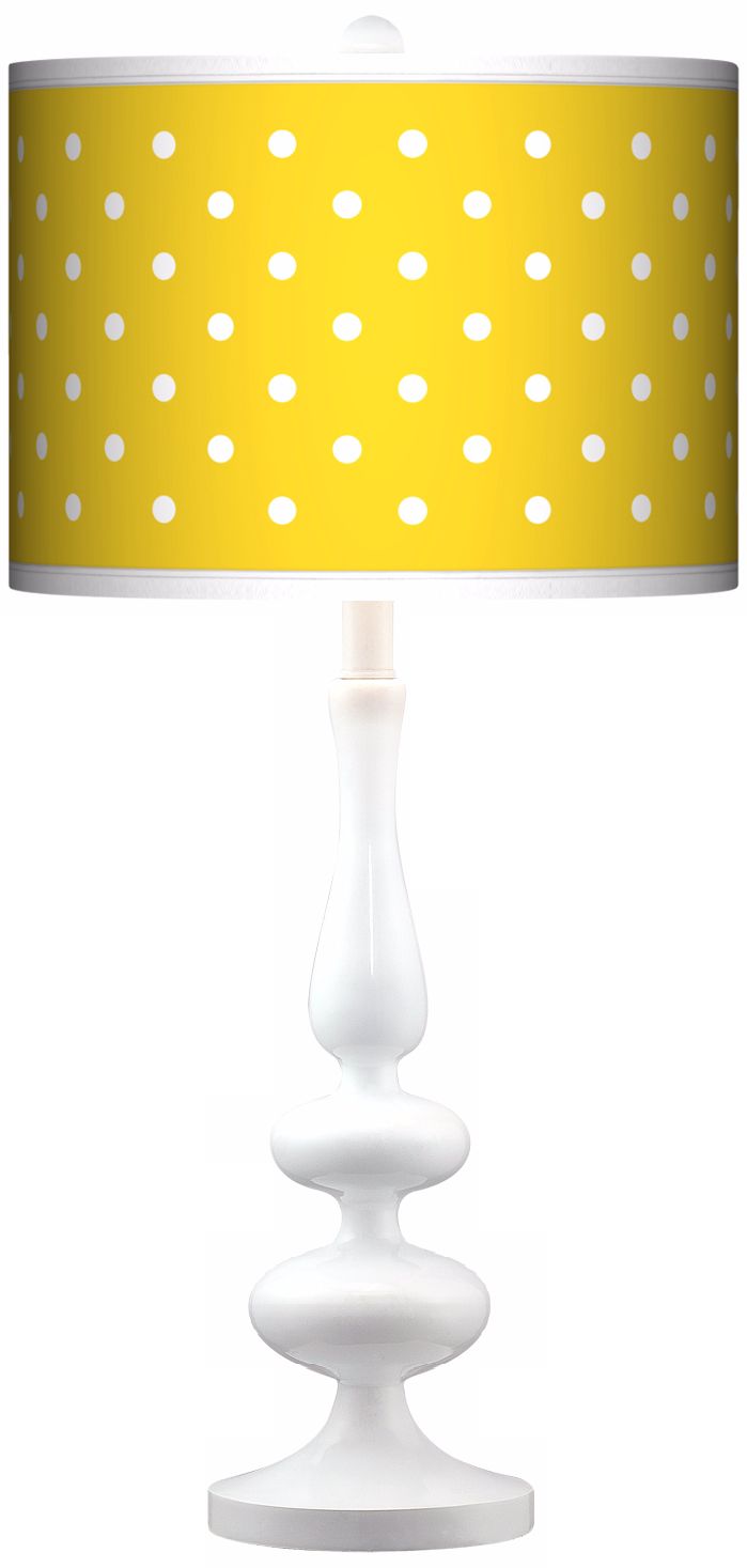 Mini Dots Yellow Giclee Paley White Table Lamp