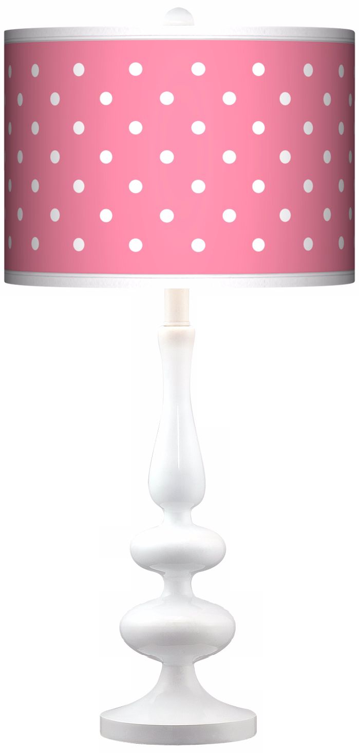 Mini Dots Pink Giclee Paley White Table Lamp