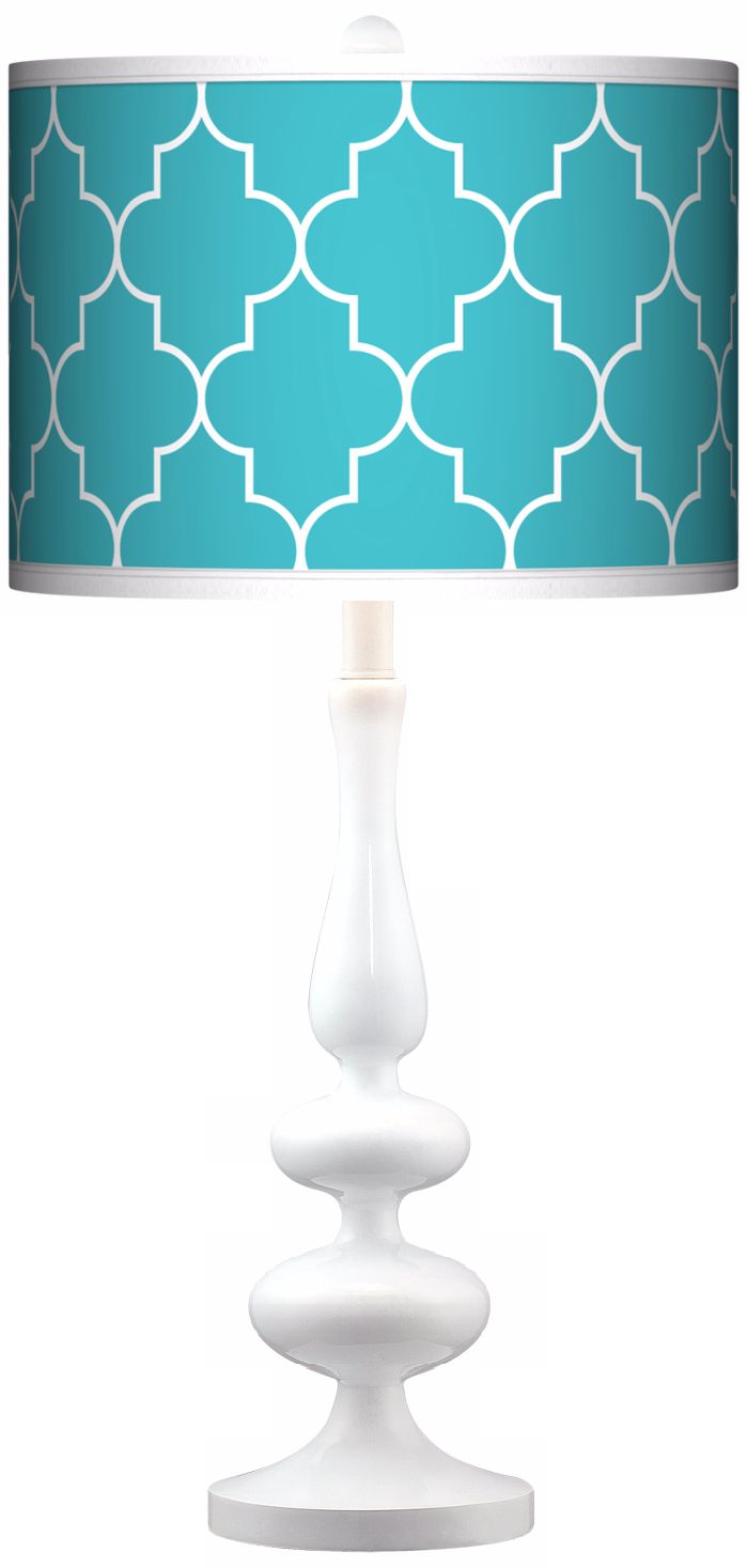 Tangier Blue Giclee Paley White Table Lamp