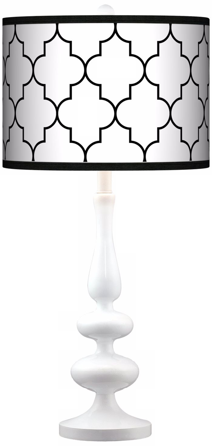 Tangier White Giclee Paley White Table Lamp