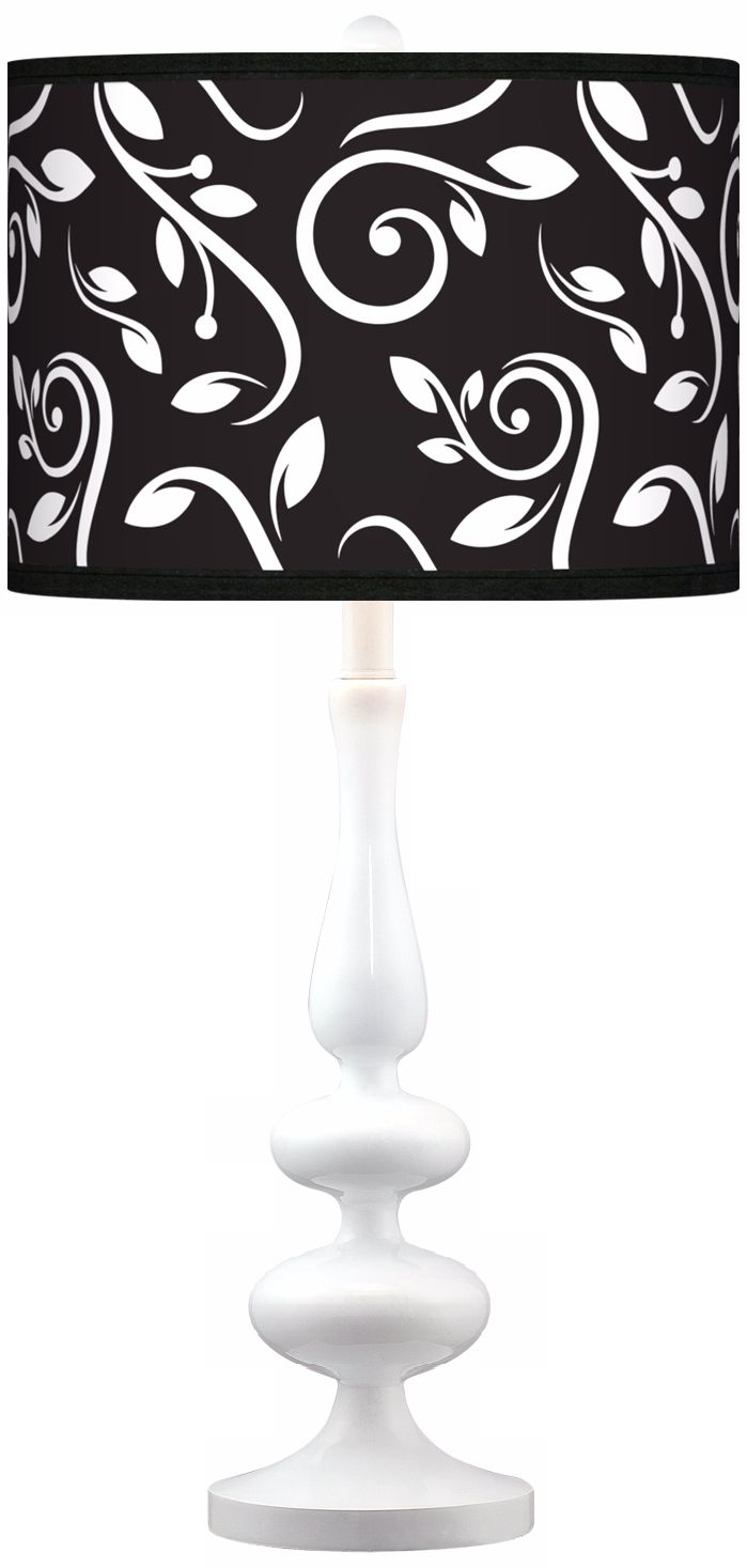 Swirling Vines Giclee Paley White Table Lamp