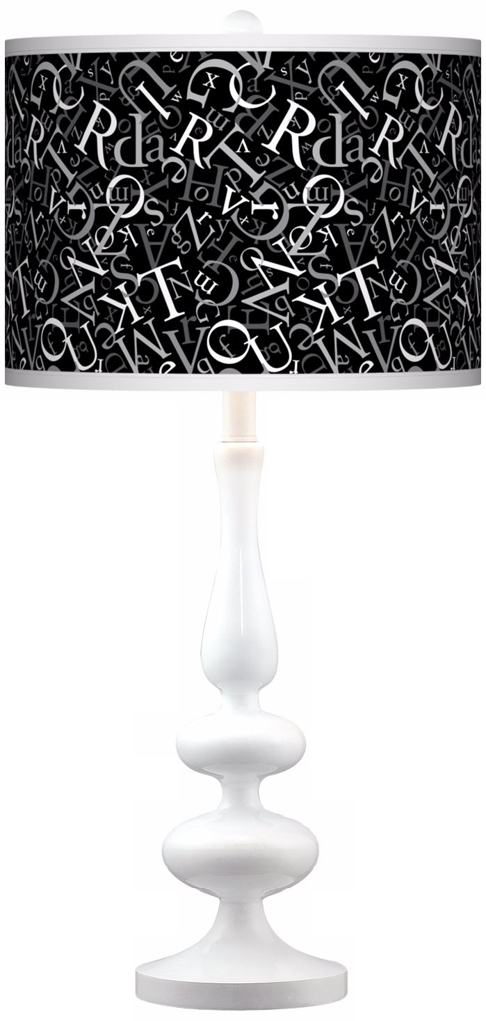 Alphasoup Grayscale Giclee Paley White Table Lamp