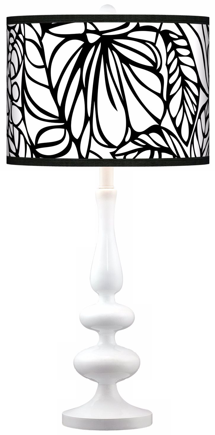Jungle Moon Modern Gloss White Base Table Lamp
