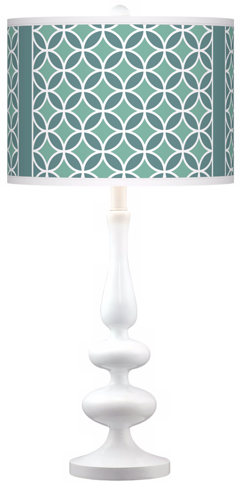 Aqua Rings Giclee Paley White Base Table Lamp