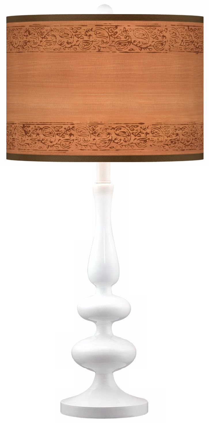 Paisley Trim Giclee Paley White Table Lamp