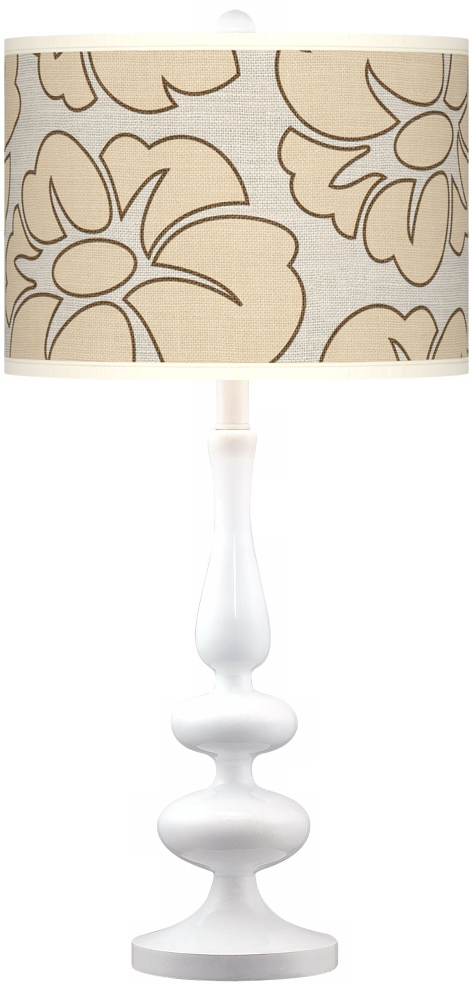 Floral Silhouette Giclee Paley White Table Lamp