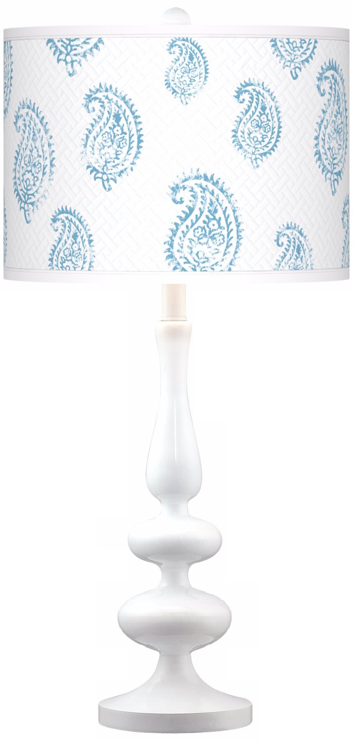 Paisley Snow Giclee Paley White Table Lamp