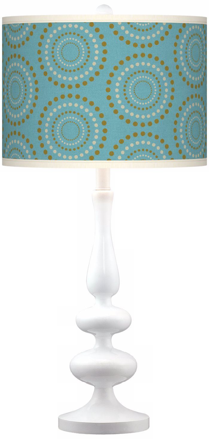 Blue Calliope Linen Giclee Paley White Table Lamp