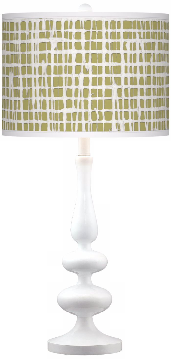 Ecru Screen Linen Giclee Paley White Table Lamp