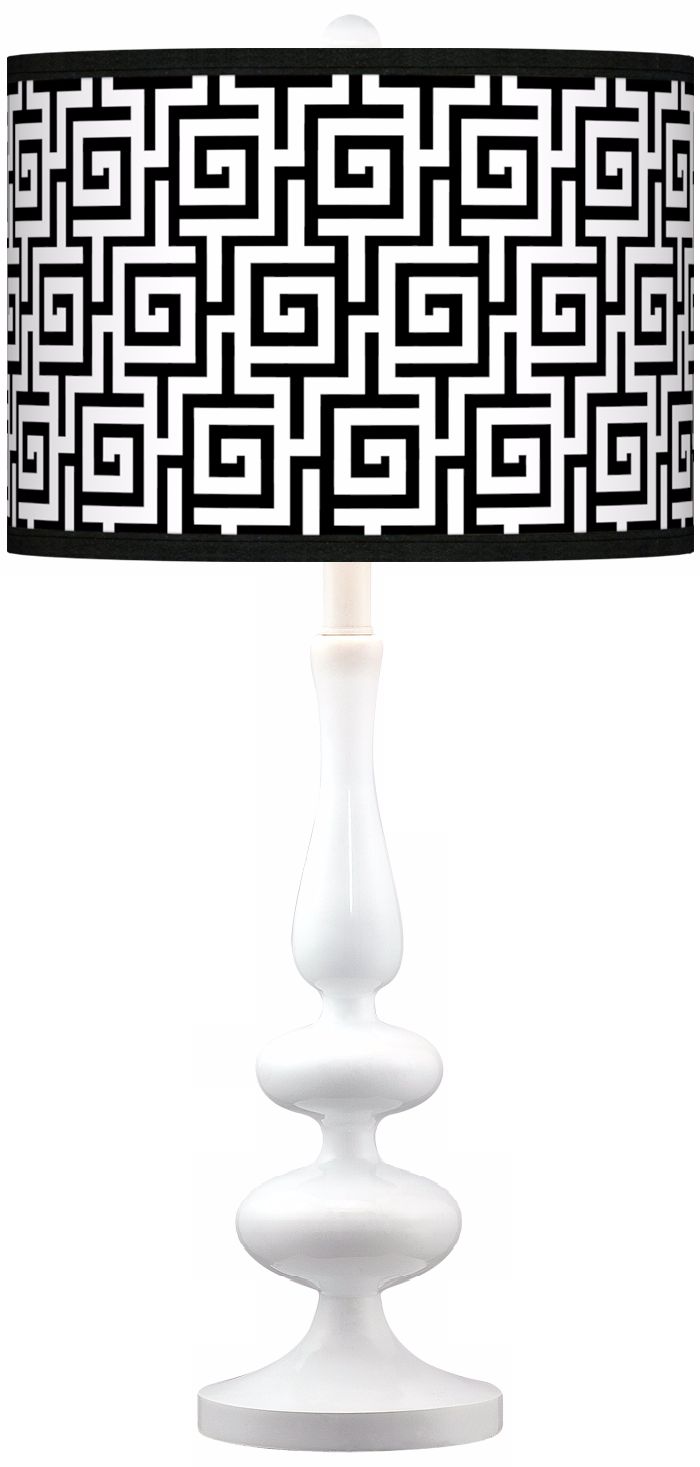 Greek Key Giclee Paley White Table Lamp