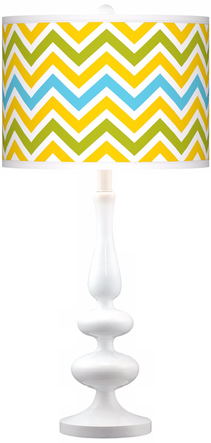 Citrus Zig Zag Giclee Paley White Table Lamp