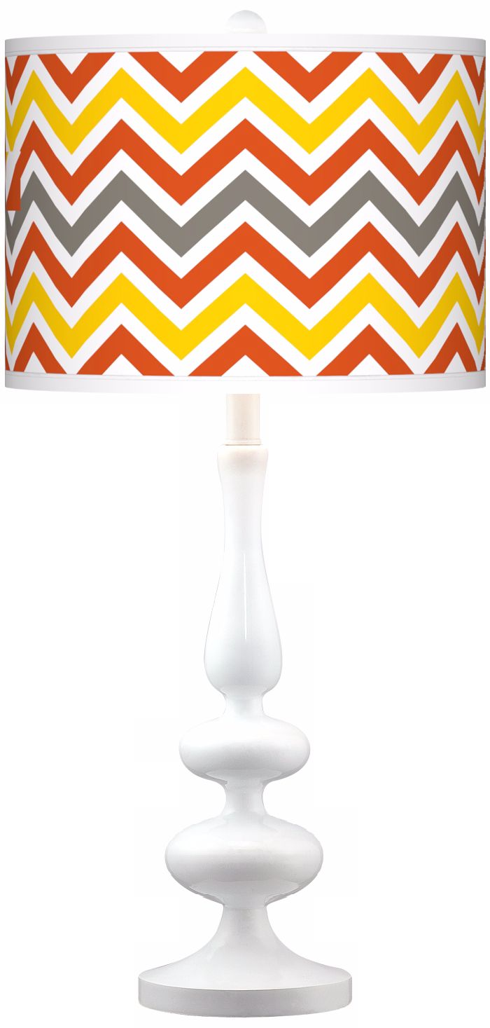 Flame Zig Zag Giclee Paley White Table Lamp