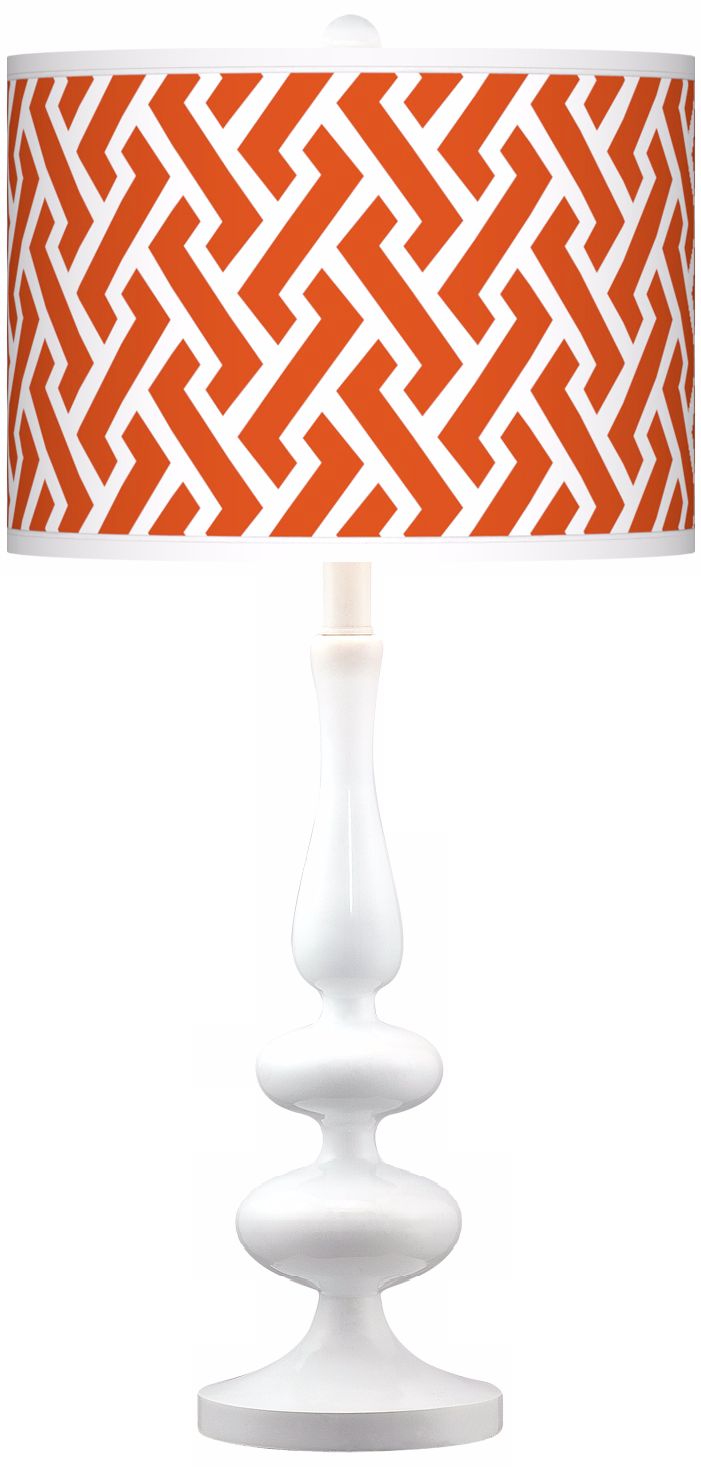 Red Brick Weave Giclee Paley White Table Lamp