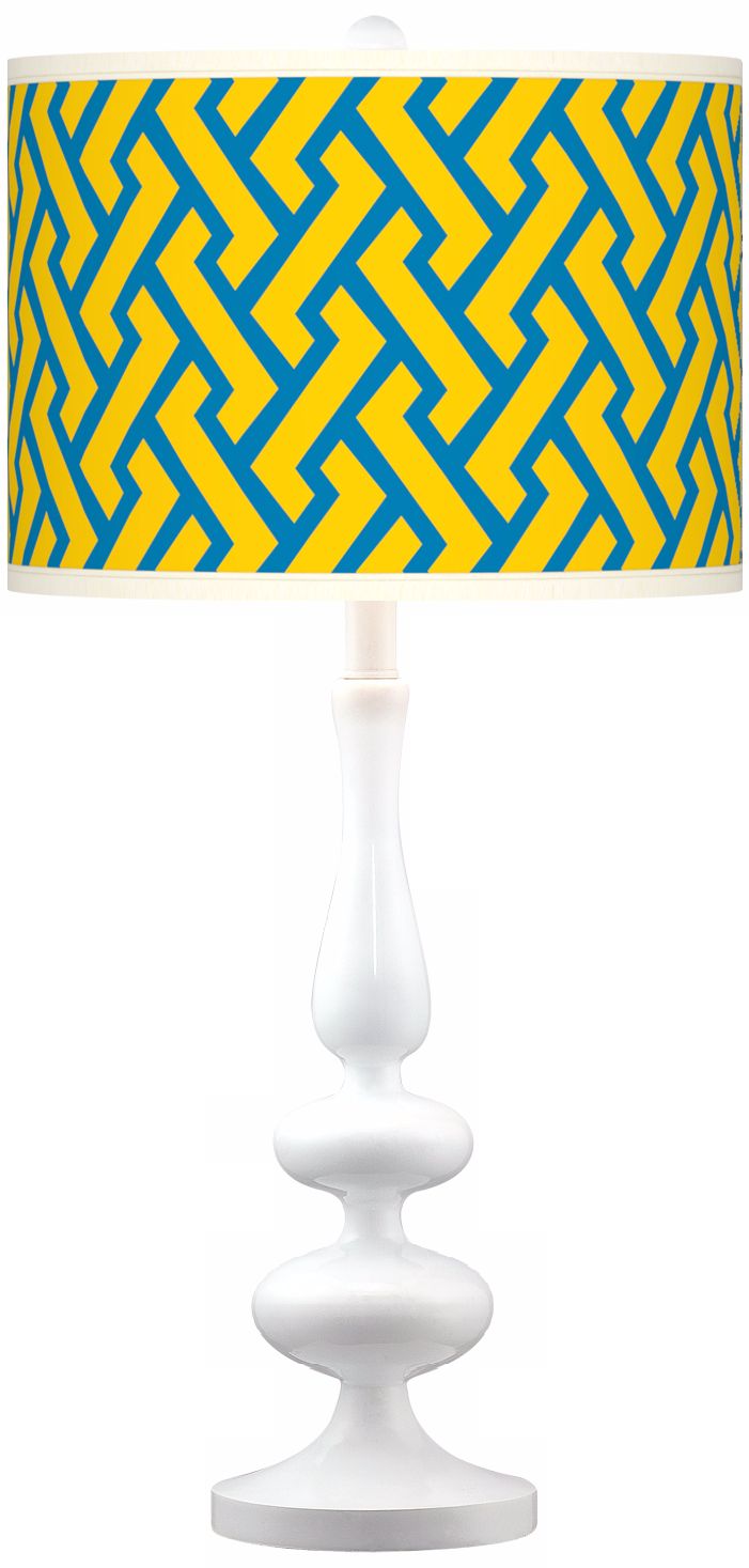 Yellow Brick Weave Giclee Paley White Table Lamp