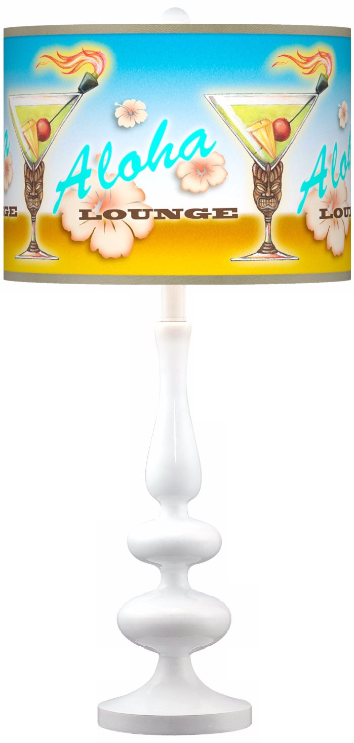 Aloha Lounge Giclee Paley White Table Lamp