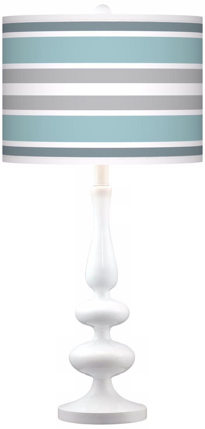 Multi Color Stripes Giclee Paley White Table Lamp