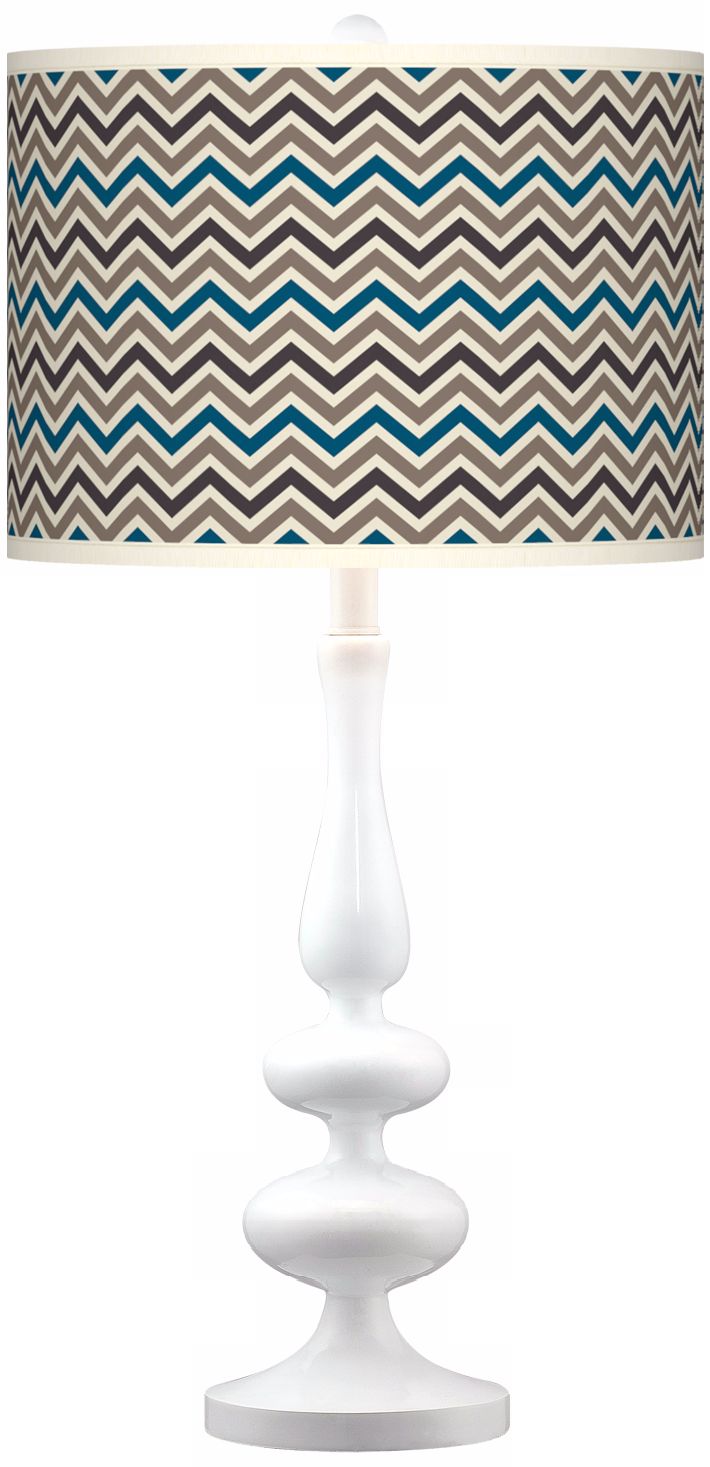 Zig Zag Giclee Paley White Table Lamp