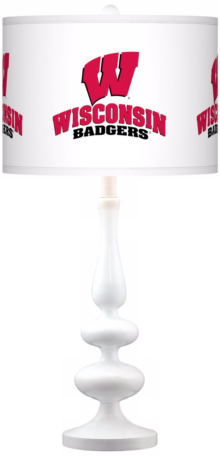 University of Wisconsin Gloss White Table Lamp