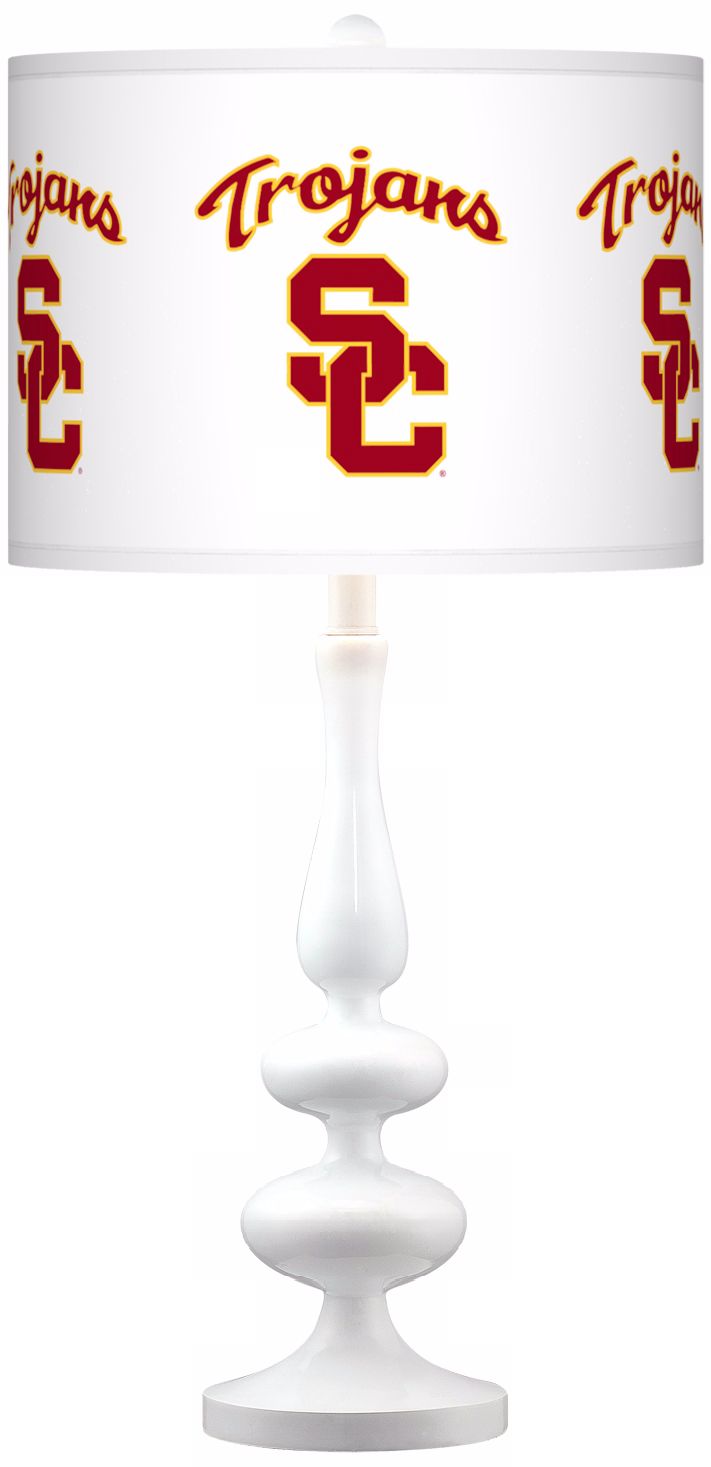 USC Trojans Gloss White Table Lamp