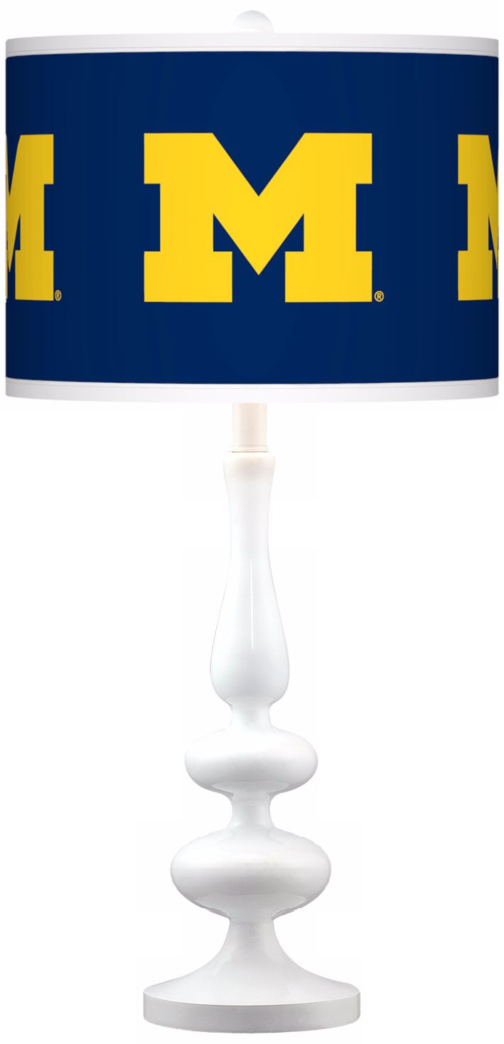 The University of Michigan Gloss White Table Lamp