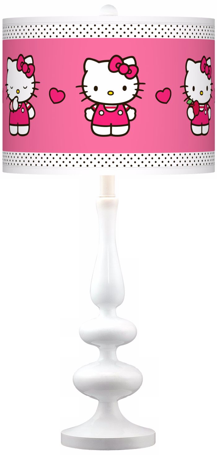 Hello Kitty Pink and Polka Dots Paley White Table Lamp