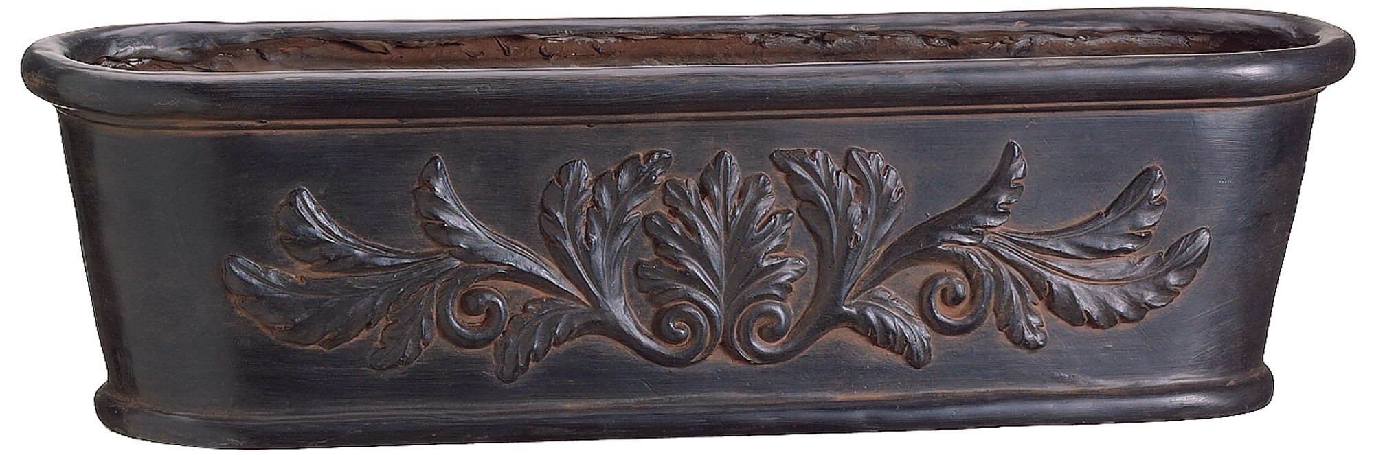Black and Rust Leaf Flourish Fiberglass Planter
