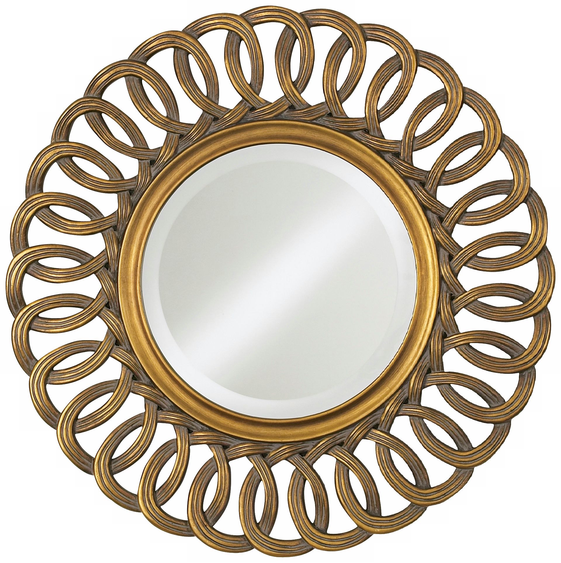 Antique Gold Linked Loops 30" High Round Wall Mirror