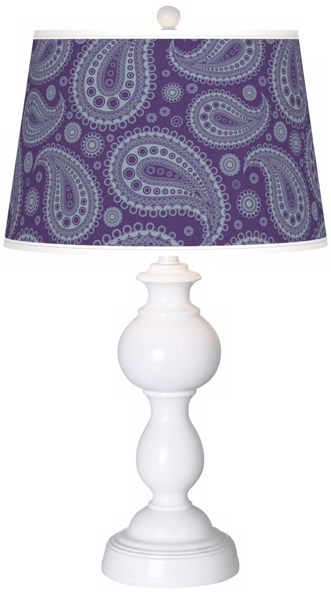 Purple Paisley Linen Giclee Sutton Table Lamp