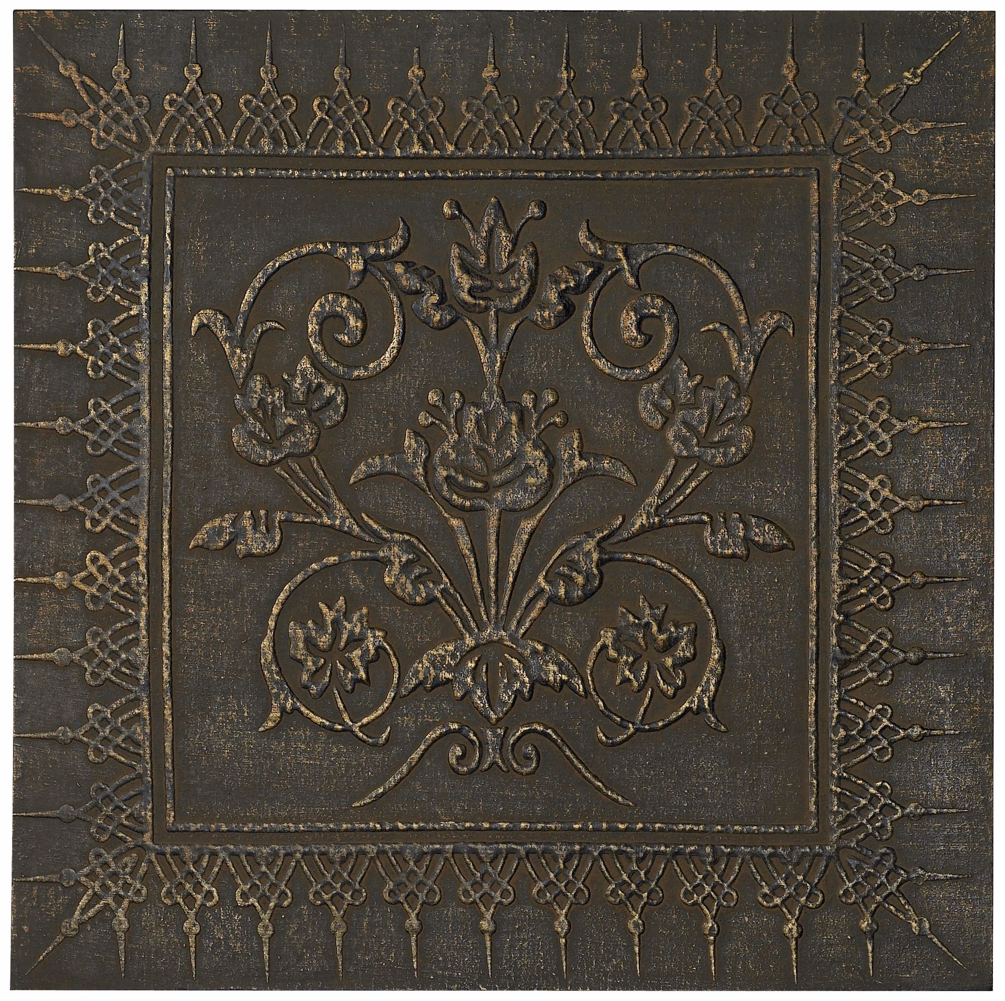 Village Crest 23 1/2"  Square Wooden Wall Decor