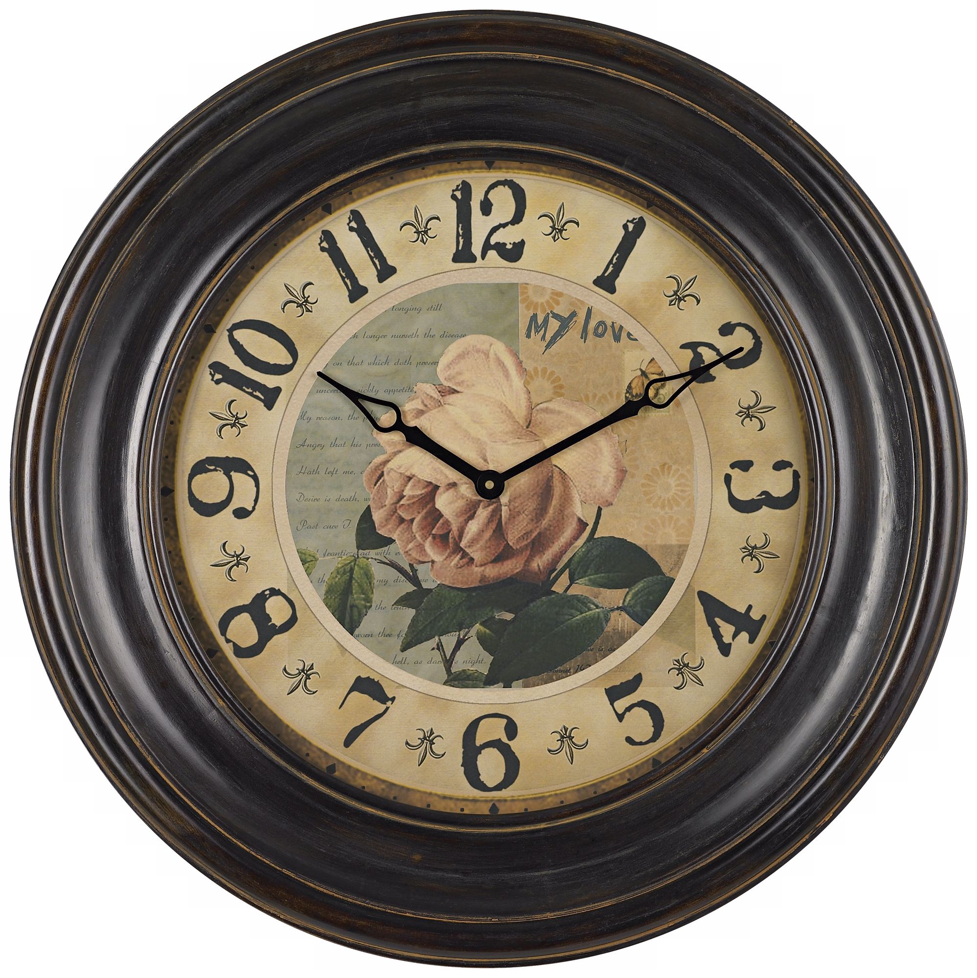 Vintage Rose 30" Wide Wall Clock